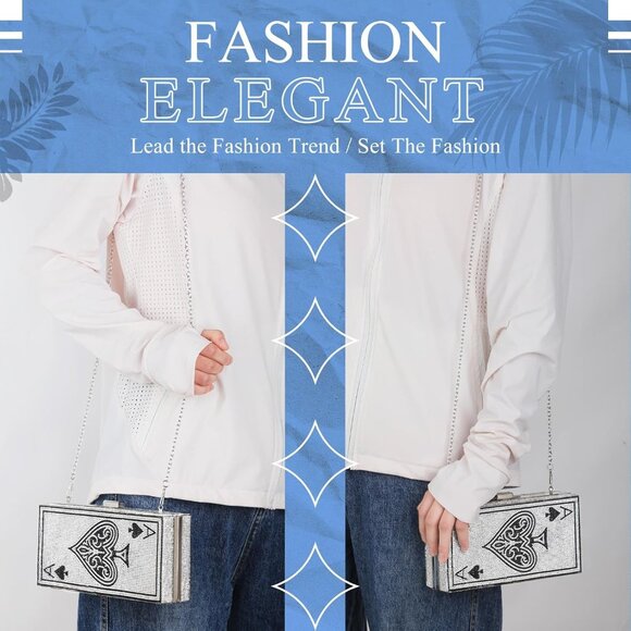 Women Poker Card Clutch Rhinestone Purse Evening Night Party Bag Gift - Picture 7 of 7